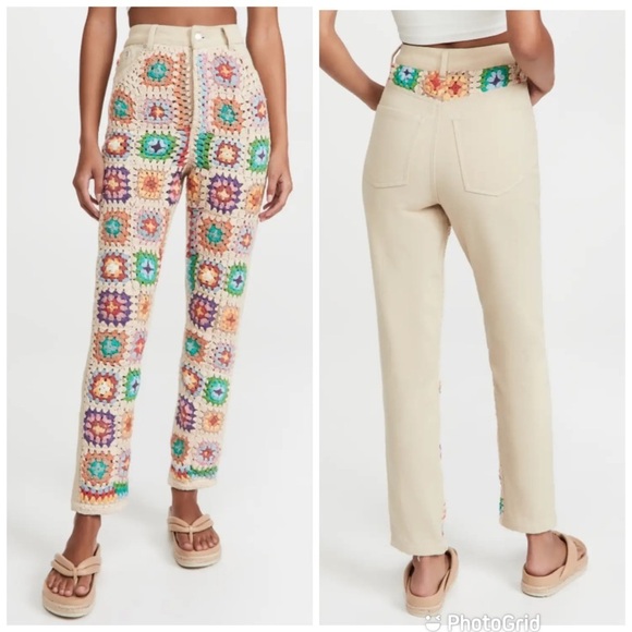 Free People Women’s Crochet Zuri Mom Jeans in Sedona Sunset New with Tags!